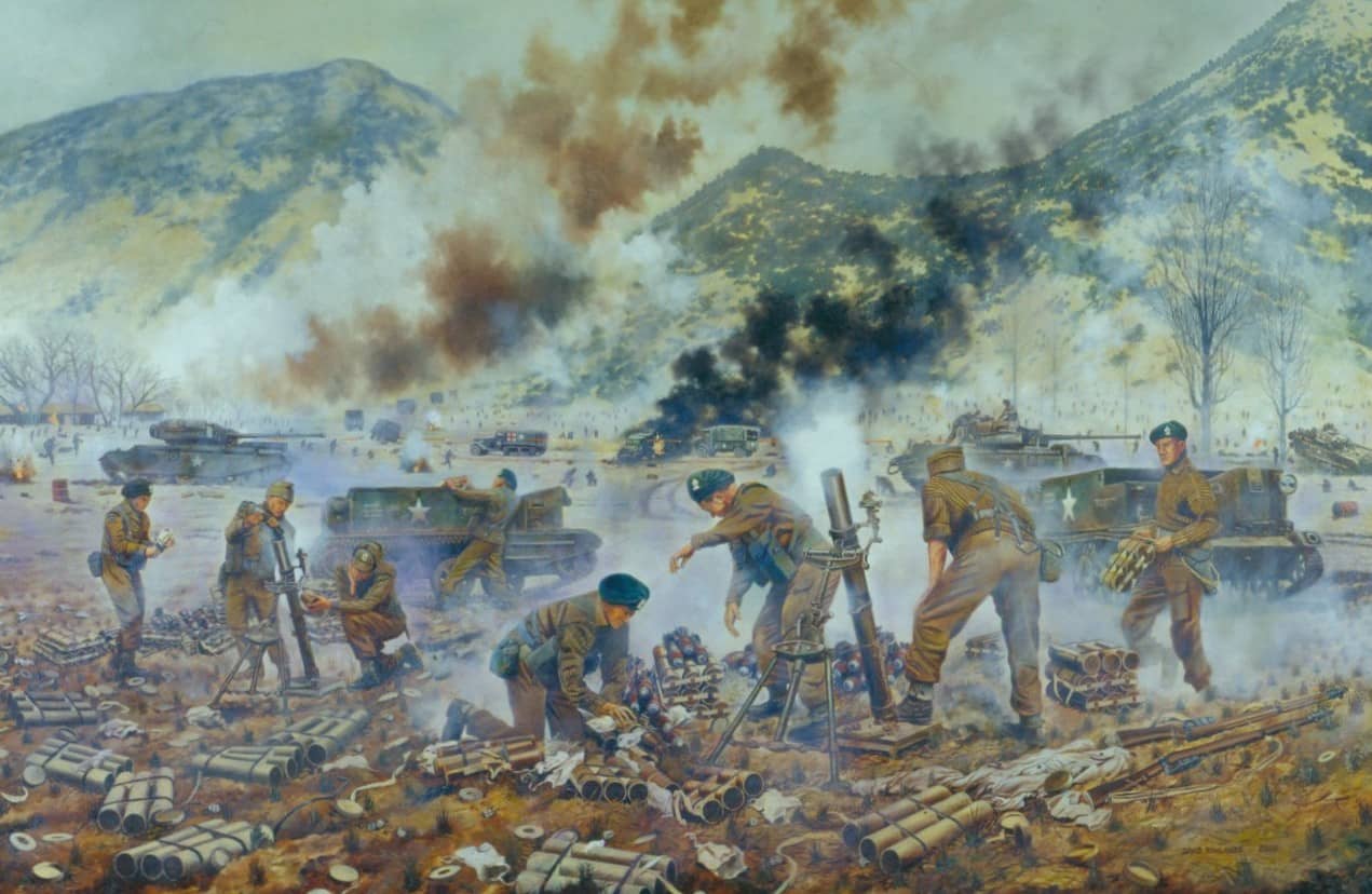 Painting by David Rowland depicting Ulster soldiers in Korea